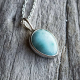 Larimar drop in 925 silver necklace 