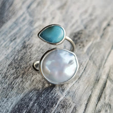 Load image into Gallery viewer, SPIRAL RING LARIMAR &amp; PEARL
