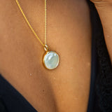 Fresh water pearl set in 925 silver 18ct gold plated necklace 