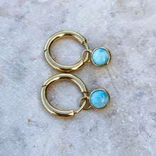 Load image into Gallery viewer, LARIMAR ROUND EARRINGS GOLD
