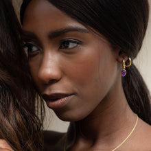 Load image into Gallery viewer, AMETHYST DROP EARRINGS GOLD
