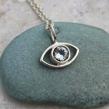 Load image into Gallery viewer, AQUAMARINE EYE NECKLACE SILVER
