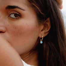 Load image into Gallery viewer, LARIMAR ROUND EARRINGS GOLD
