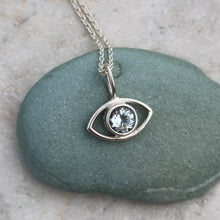 Load image into Gallery viewer, AQUAMARINE EYE NECKLACE SILVER
