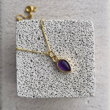 Load image into Gallery viewer, AMETHYST DROP NECKLACE GOLD
