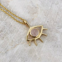 Load image into Gallery viewer, ROSE QUARTZ EYE NECKLACE GOLD
