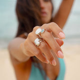 KYANITE & PEARL SPIRAL RING