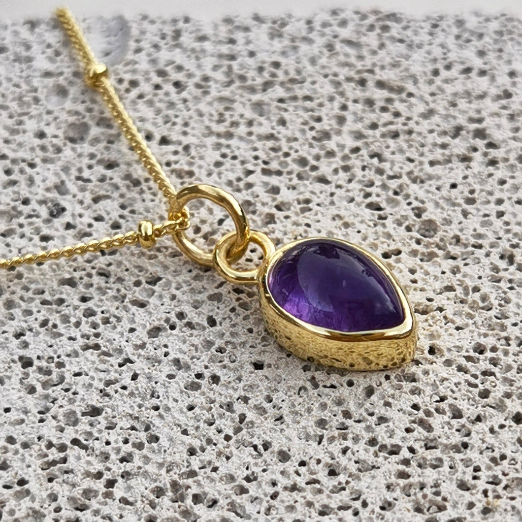 AMETHYST DROP NECKLACE GOLD