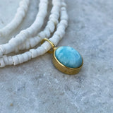 LARIMAR OVAL NECKLACE GOLD