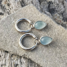Load image into Gallery viewer, AQUAMARINE DROP EARRINGS SILVER
