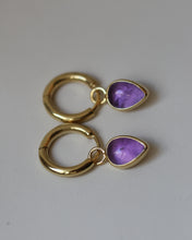 Load image into Gallery viewer, AMETHYST DROP EARRINGS GOLD
