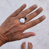 BLACK ONYX & PEARL SPIRAL RING - Soulshine Gems