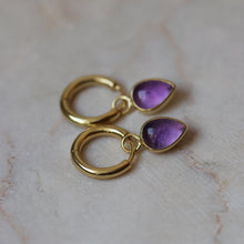 Load image into Gallery viewer, AMETHYST DROP EARRINGS GOLD
