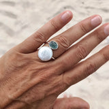 KYANITE & PEARL SPIRAL RING
