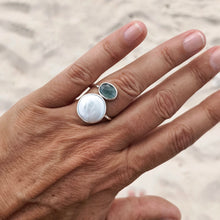 Load image into Gallery viewer, KYANITE &amp; PEARL SPIRAL RING

