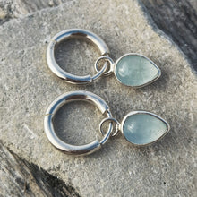 Load image into Gallery viewer, AQUAMARINE DROP EARRINGS SILVER
