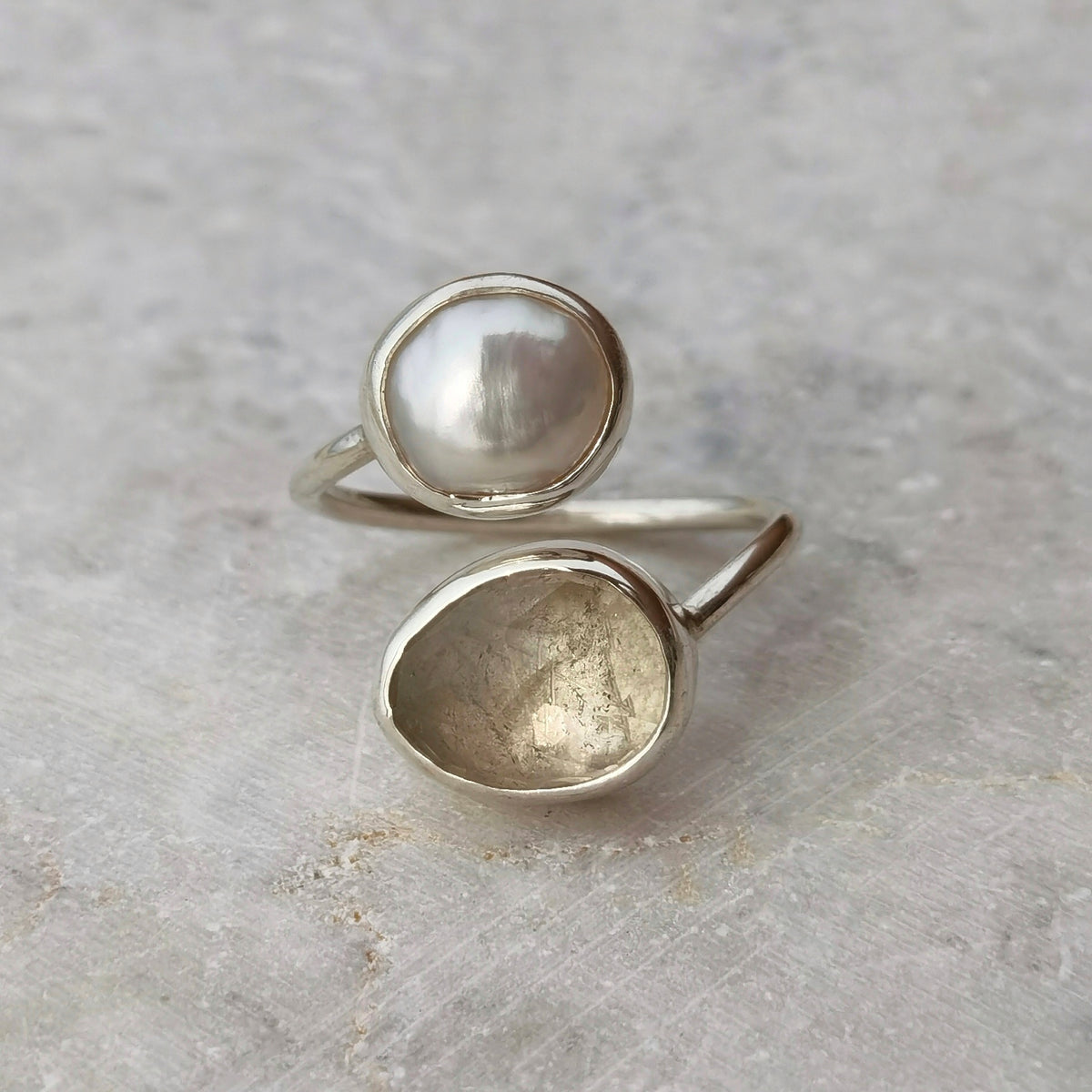 IMPERIAL TOPAZ & PEARL SPIRAL RING