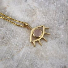 Load image into Gallery viewer, ROSE QUARTZ EYE NECKLACE GOLD
