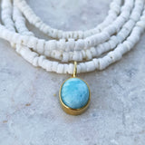 LARIMAR OVAL NECKLACE GOLD
