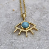 LARIMAR EYE PENDANT GOLD