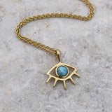 LARIMAR EYE PENDANT GOLD