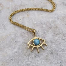Load image into Gallery viewer, LARIMAR EYE NECKLACE GOLD
