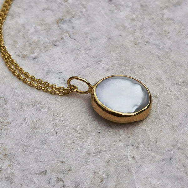 PEARL COIN NECKLACE GOLD - Soulshine Gems