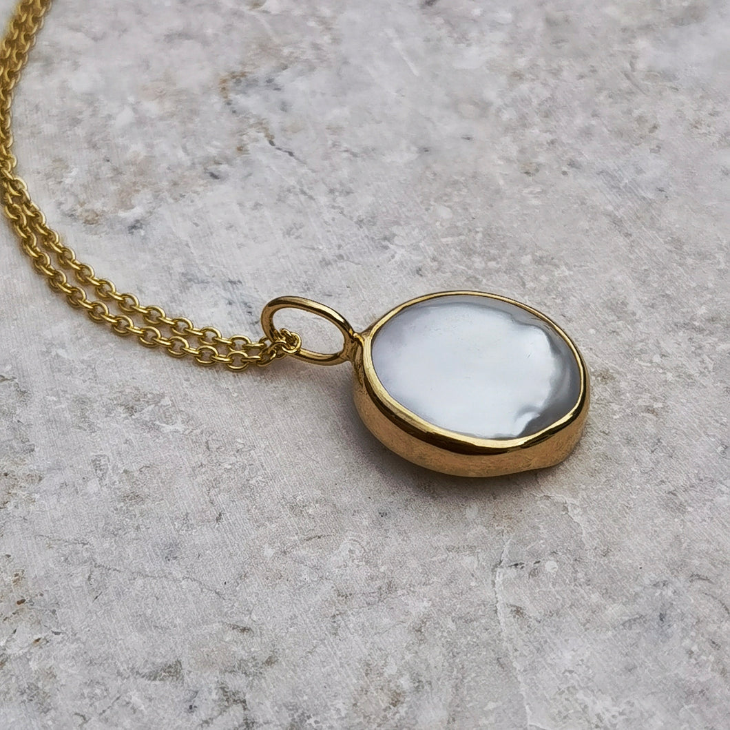 PEARL COIN NECKLACE GOLD - Soulshine Gems