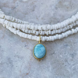 LARIMAR OVAL NECKLACE GOLD
