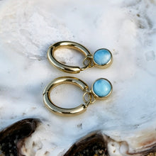Load image into Gallery viewer, LARIMAR ROUND EARRINGS GOLD
