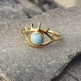 LARIMAR EYE RING GOLD
