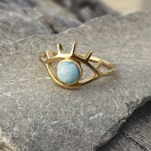 Load image into Gallery viewer, LARIMAR EYE RING GOLD
