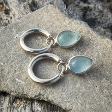 Load image into Gallery viewer, AQUAMARINE DROP EARRINGS SILVER
