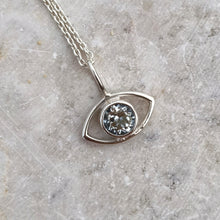 Load image into Gallery viewer, AQUAMARINE EYE NECKLACE SILVER
