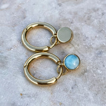 Load image into Gallery viewer, LARIMAR ROUND EARRINGS GOLD
