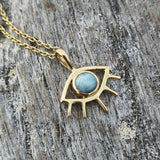 LARIMAR EYE PENDANT GOLD