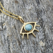 Load image into Gallery viewer, LARIMAR EYE NECKLACE GOLD
