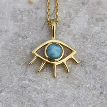 Load image into Gallery viewer, LARIMAR EYE NECKLACE GOLD
