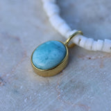 LARIMAR OVAL NECKLACE GOLD