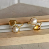 CITRINE & PEARL SPIRAL RING GOLD