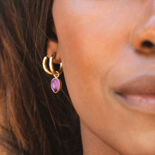Load image into Gallery viewer, AMETHYST DROP EARRINGS GOLD

