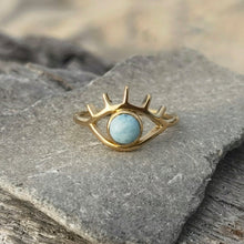 Load image into Gallery viewer, LARIMAR EYE RING GOLD
