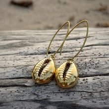 Load image into Gallery viewer, COWRIE EARRINGS BRASS - Soulshine Gems
