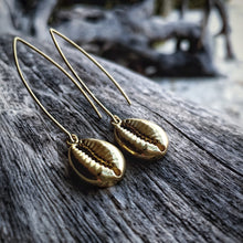 Load image into Gallery viewer, COWRIE EARRINGS BRASS - Soulshine Gems
